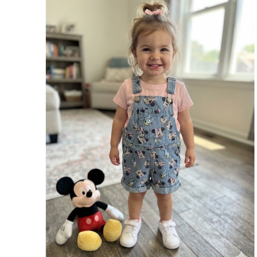 Disney Primark Girls Minnie Mouse Daisy Duck Denim Shortalls Overalls 3-4Y